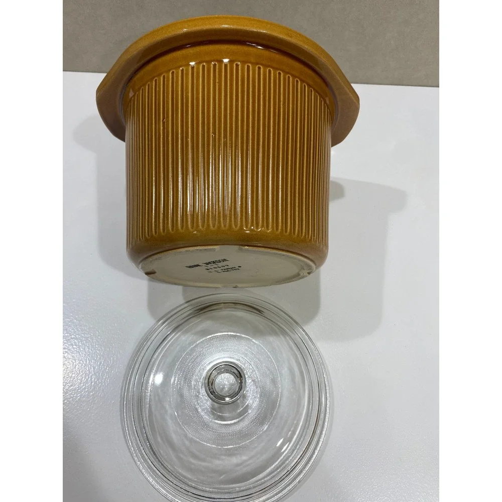 Vintage Rival Jackson Crock Pot Replacement Insert 1-1 Harvest Gold Ribbed Lid